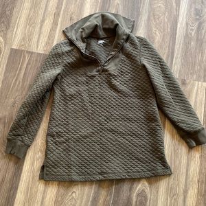 Women’s Lands End Quilted Half Zip Olive Green Pullover Size Small